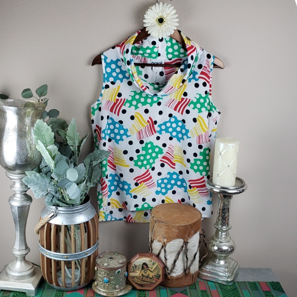 Vintage polka dot sleeveless blouse